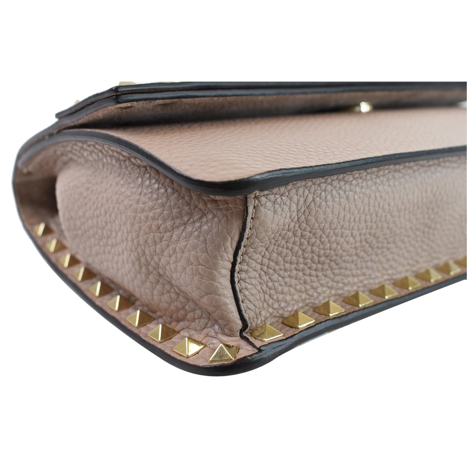 VALENTINO Garavani Rockstud Flip Leather Clutch Bag Poudre