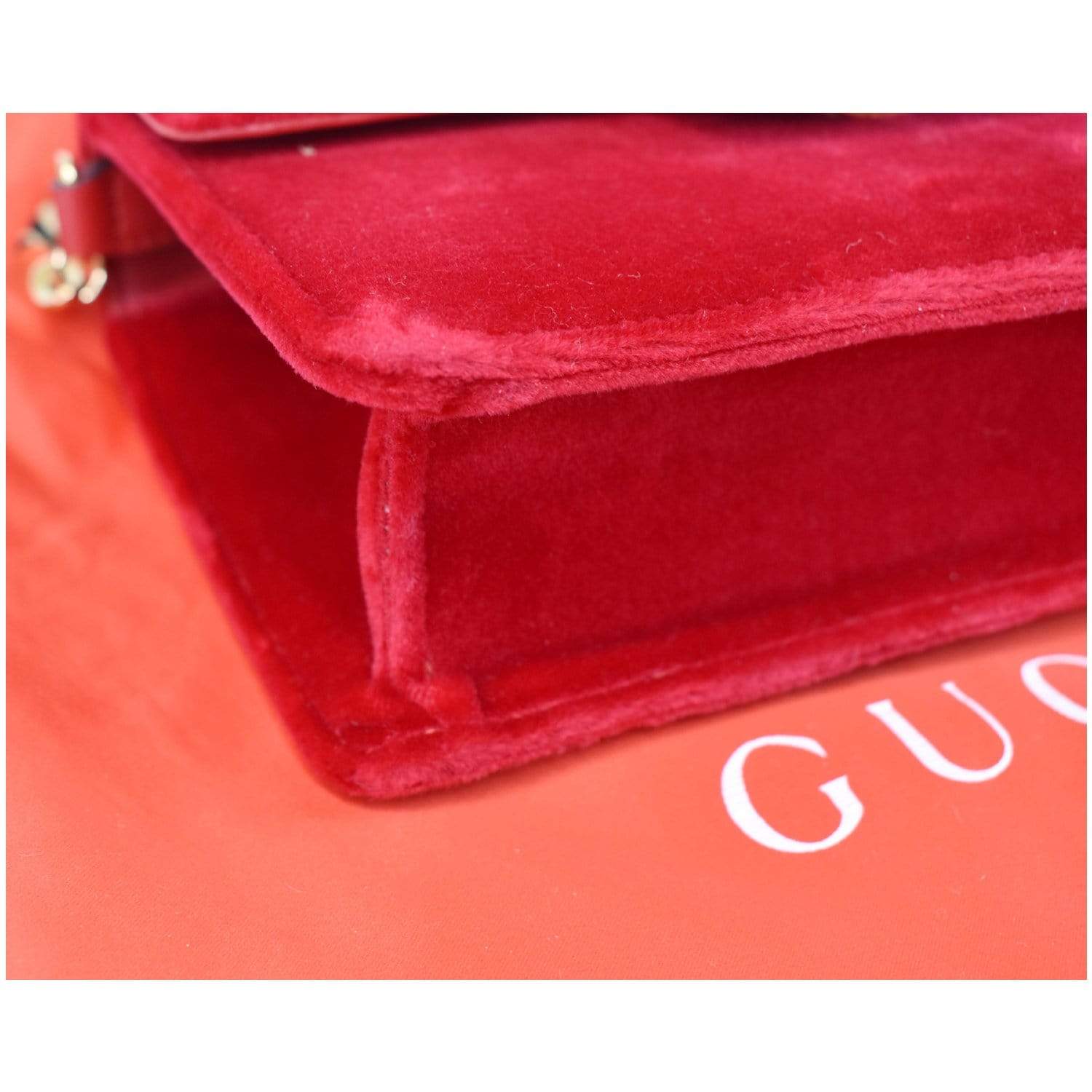 Preloved Gucci Red G Broadway Velvet Jeweled Velvet Crossbody Bag 544242525040 060223 Off