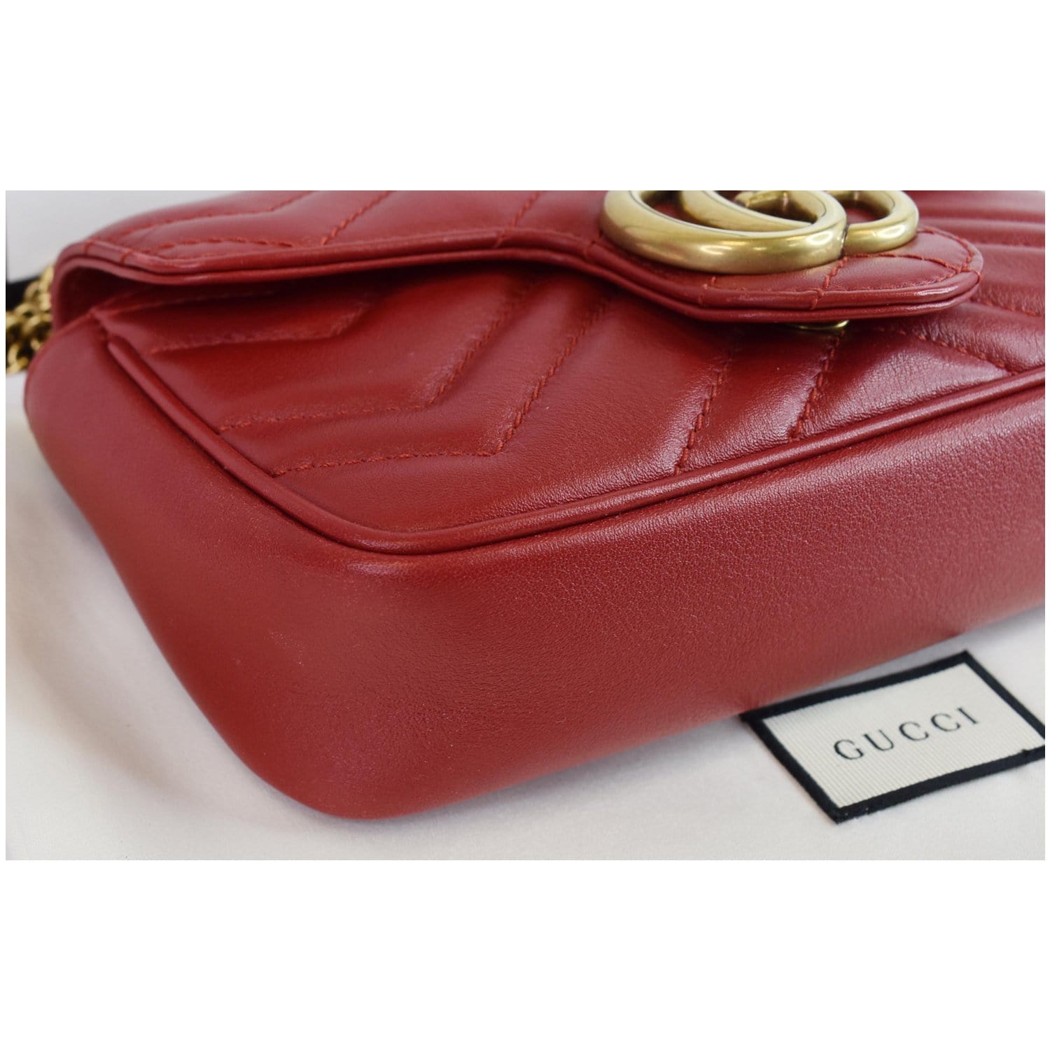 Gucci Gg Marmont Super Mini Shoulder Bag In Red