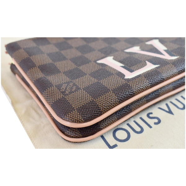 LOUIS VUITTON Double Zip Pochette Damier Ebene Crossbody Bag Brown