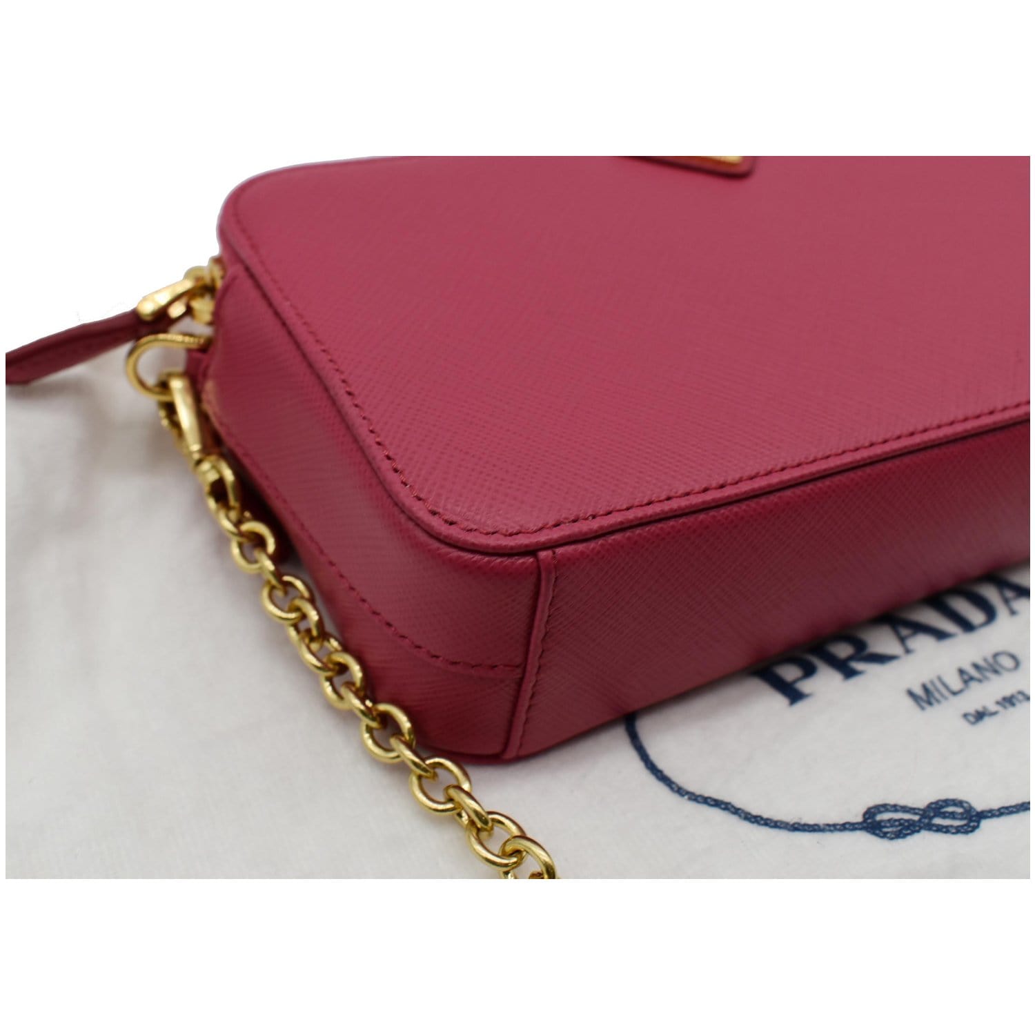 Prada Pattina Saffiano Leather Mini Bag Pink
