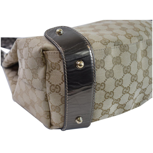 Gucci Pelham Medium GG Canvas Hobo Bag Beige bottom studs