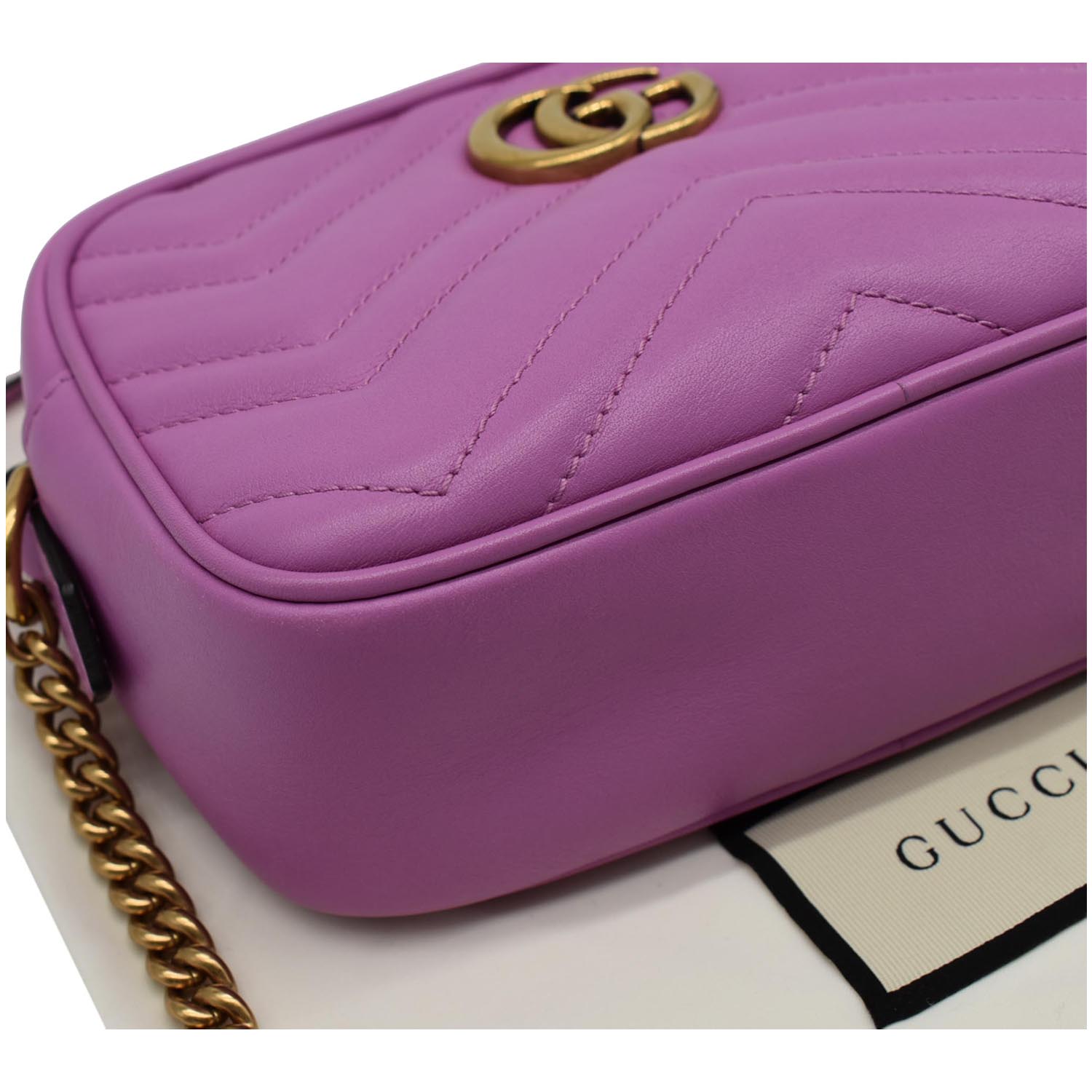 Gg marmont flap leather crossbody bag Gucci Purple in Leather - 31752246
