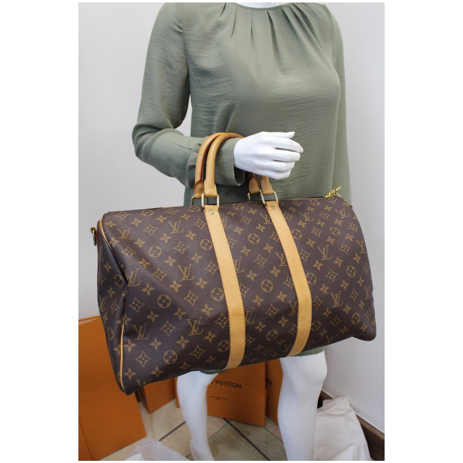 Louis Vuitton Keepall Bandouliere 45 Brown Cloth ref.835295 - Joli
