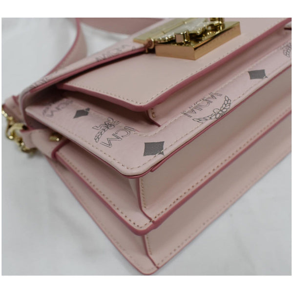 MCM Mini Patricia Visetos Leather Crossbody Bag Powder Pink