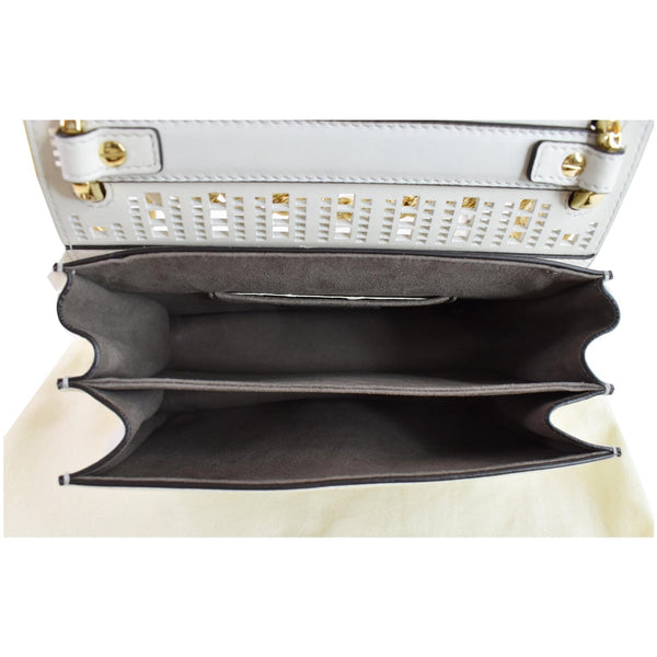 FENDI Small Kan I Perforated Leather Shoulder Bag Ice White