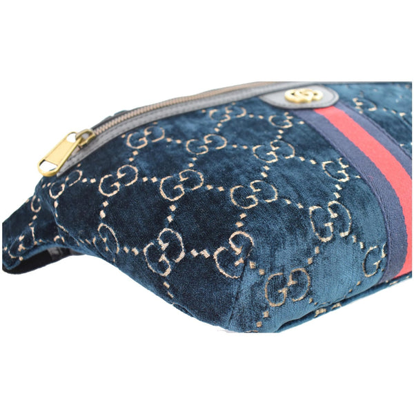 GUCCI GG Monogram Velvet Belt Bumbag Dark Blue 574968