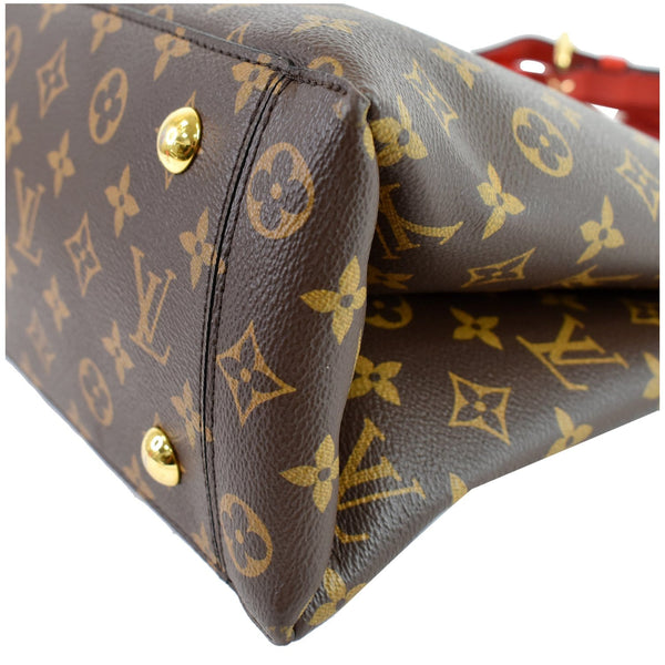 LOUIS VUITTON Flower Monogram Canvas Tote Shoulder Bag Red