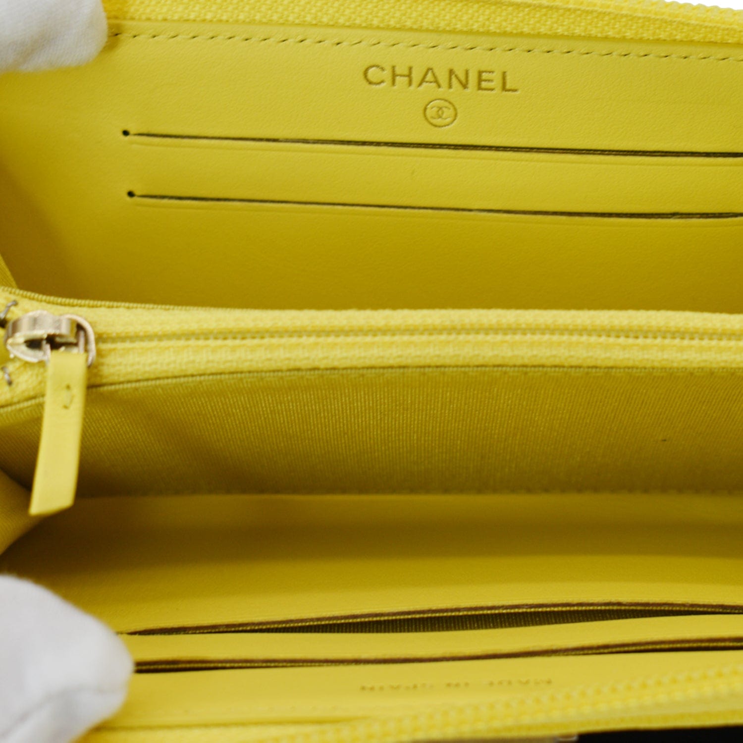 Chanel Soft Yellow Caviar Zip Wallet · INTO