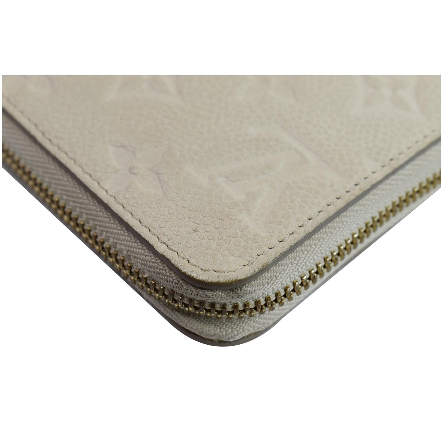 Authentic Louis Vuitton Ivory Empreinte Leather Long Zippy Wallet /  Organizer