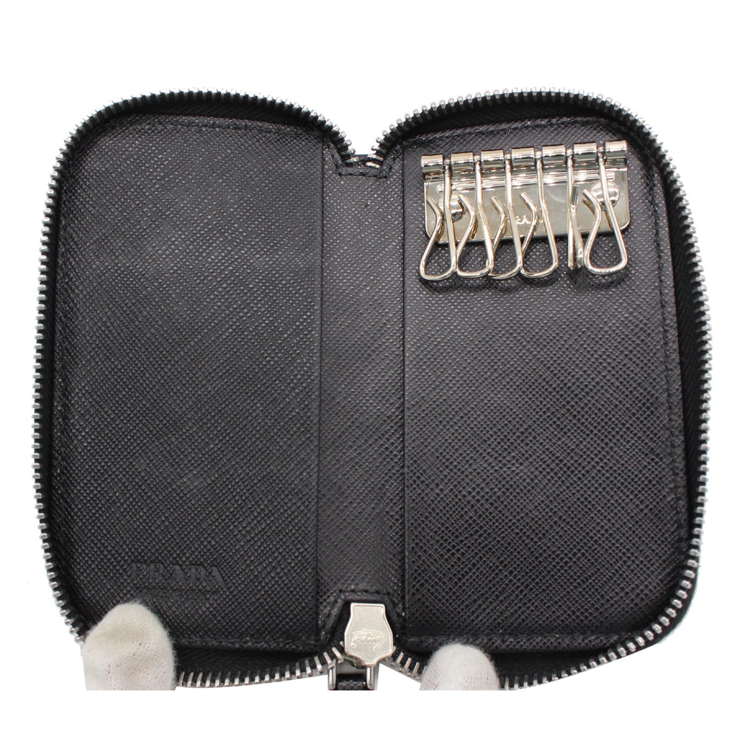 Buy Free Shipping [Genuine guarantee] [New article] Prada PRADA 4  consecutive key case Saffiano leather genuine leather black gold metal  fittings 1PG004 men's women's key holder from Japan - Buy authentic Plus