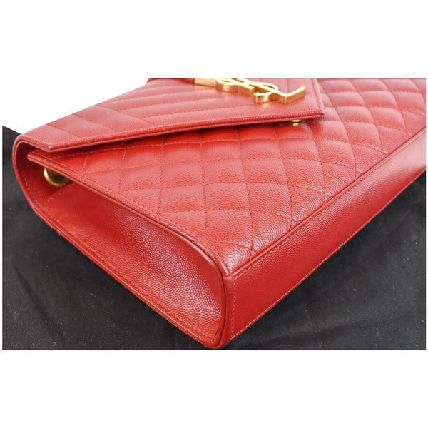 YVES SAINT LAURENT Medium Envelope Leather Chain Shoulder Bag Red