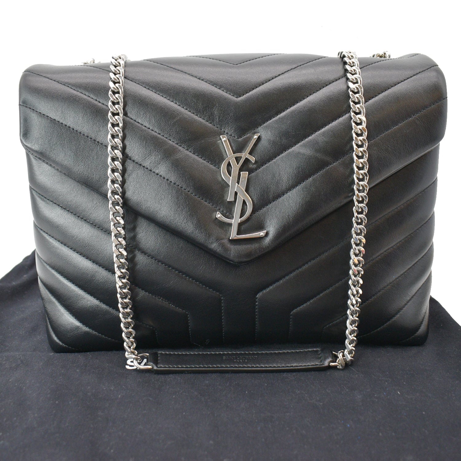 SAINT LAURENT Medium Loulou YSL Monogram Leather Chain Bag