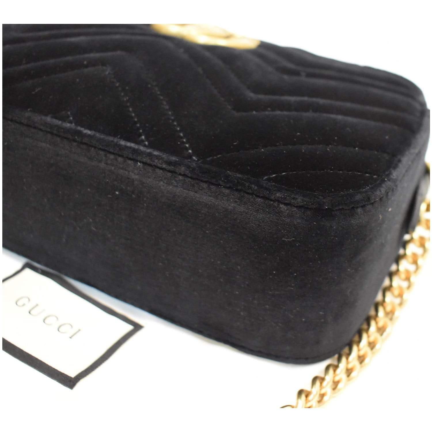 Gucci GG Marmont Velvet Mini Bag-Black, Women's Fashion, Bags