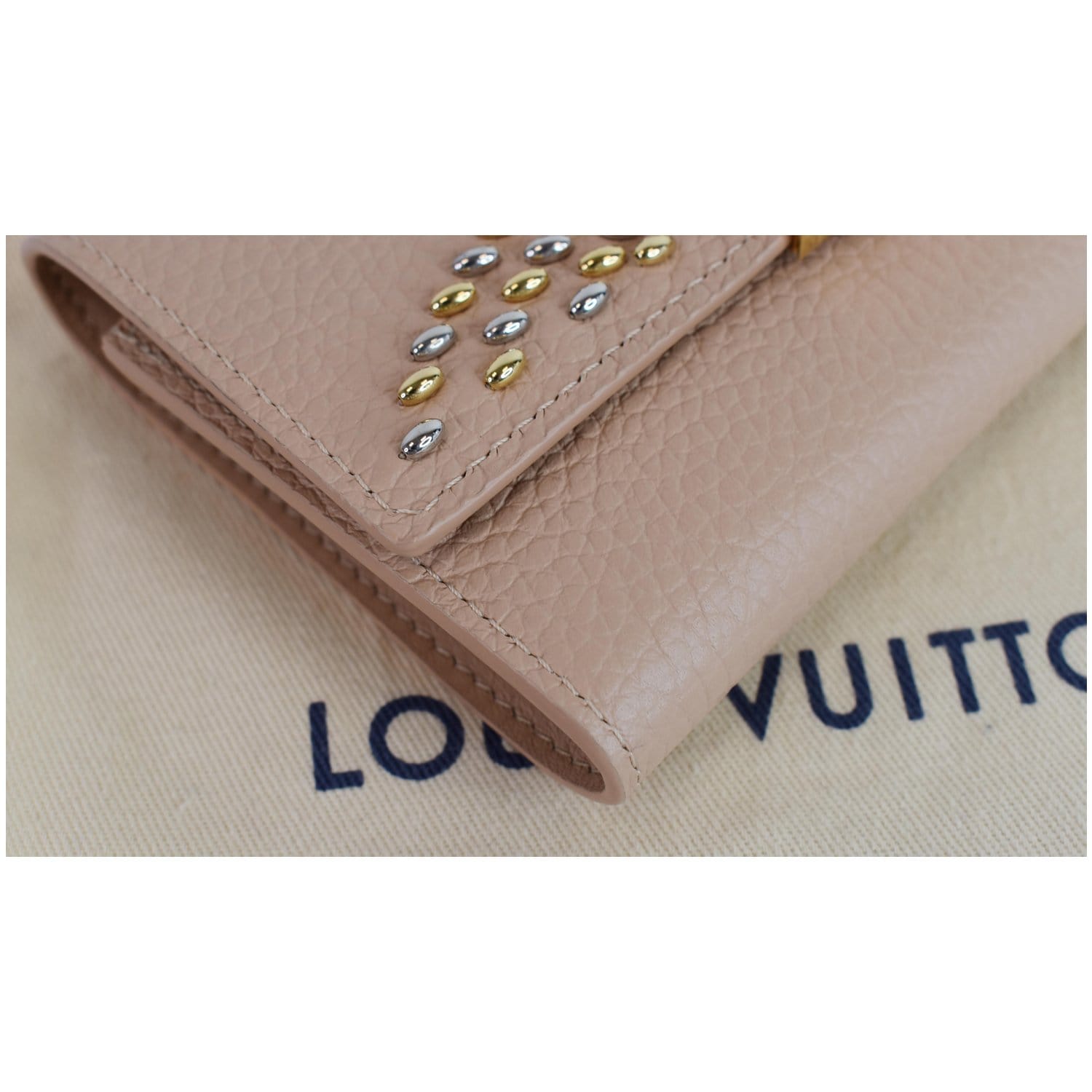 Authentic Louis Vuitton Black Taurillon Leather With Monogram Flower  Ornaments Capucines Wallet