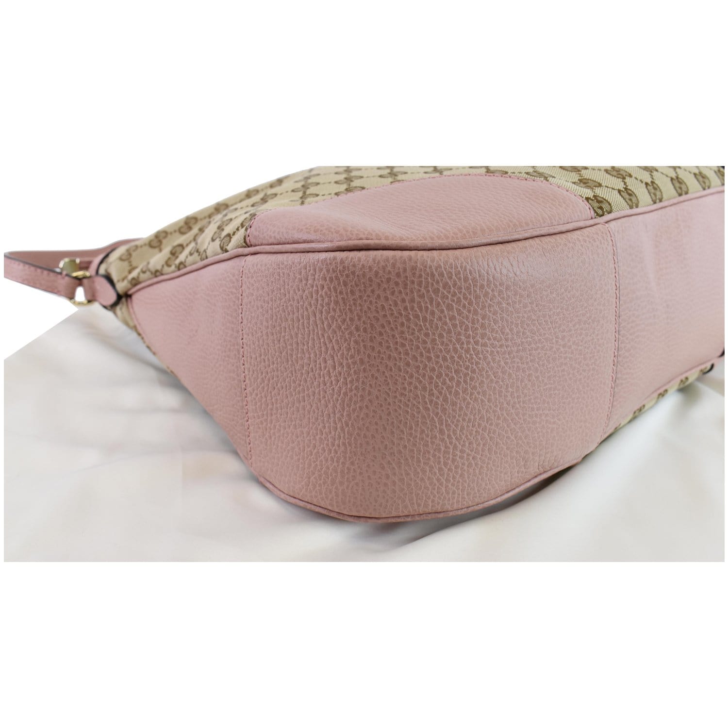 New Authentic Gucci 449244 Large Bree Original Gg Canvas & Leather Hobo  Pink