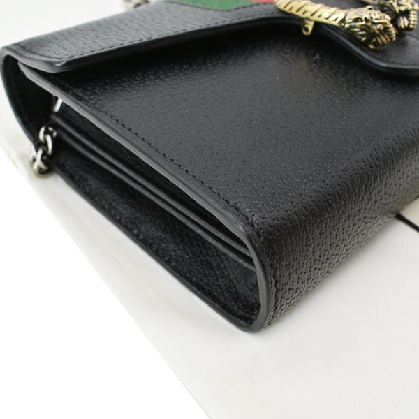 GUCCI Dionysus Mini Web Leather Chain Wallet Black 481377