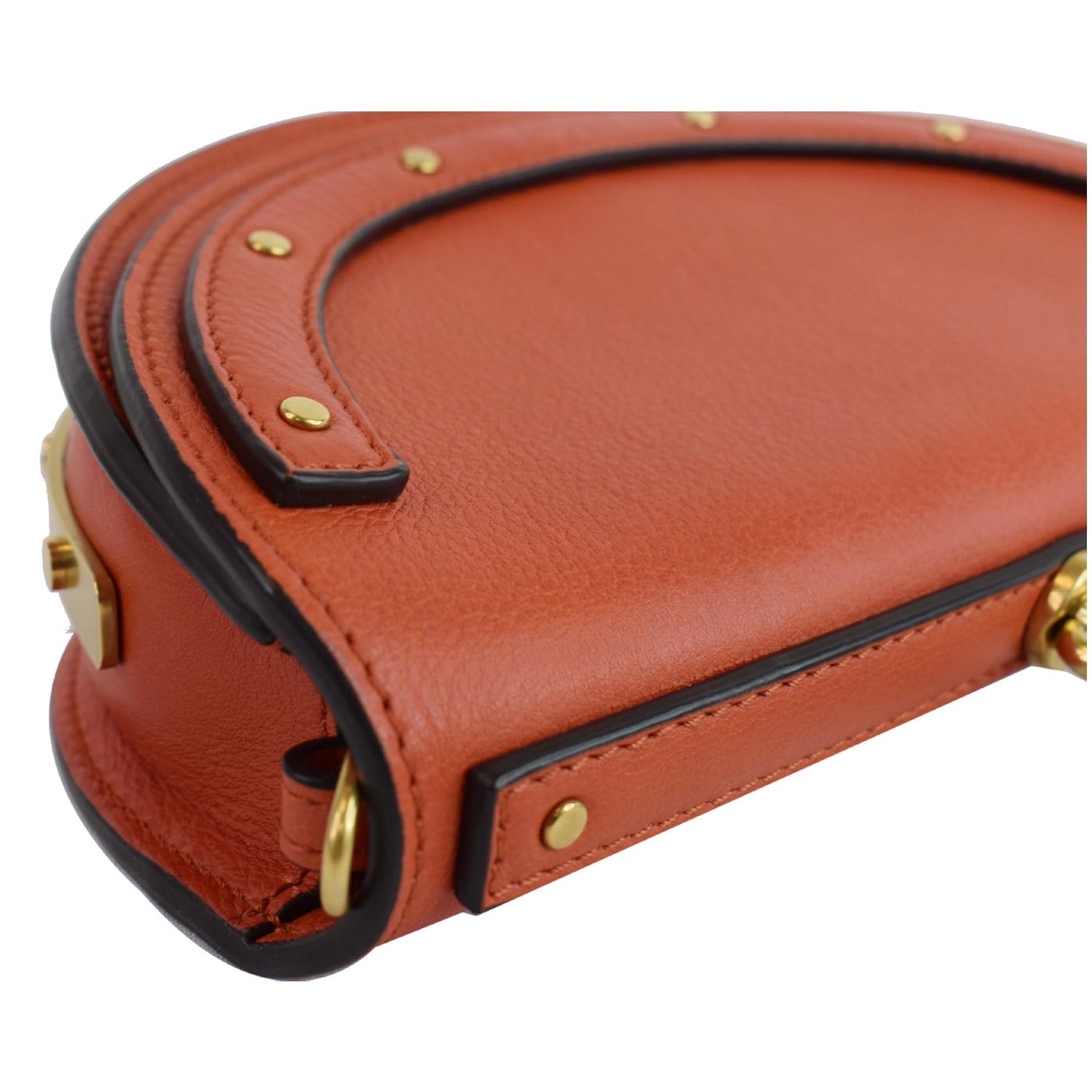 Chloe Medium Nile Gold Bangle Bracelet Handle Taupe Leather Saddle Bag