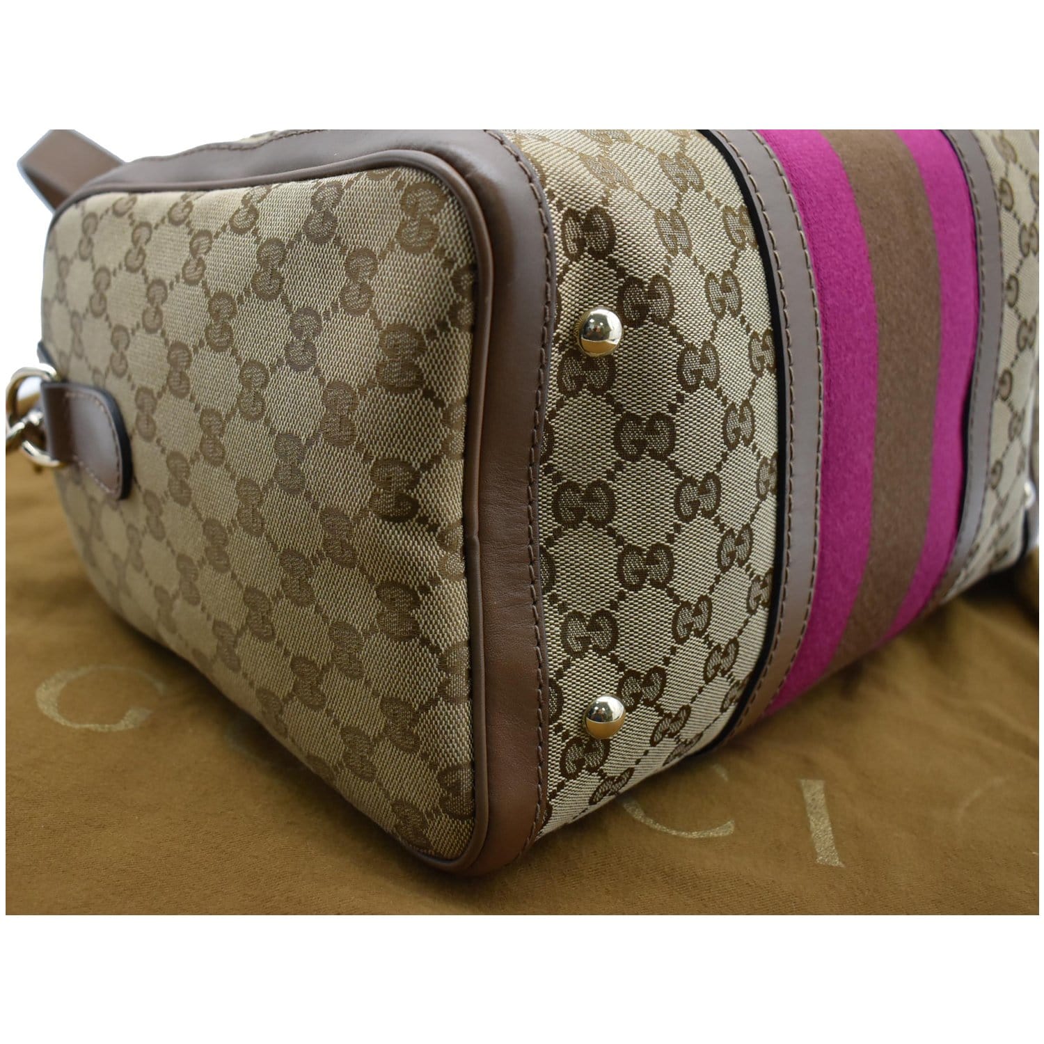 Gucci Ivory GG Canvas and Leather Boston Bag Gucci