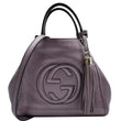 GUCCI Soho Small Pebbled Leather Shoulder Bag Metallic Purple 336751