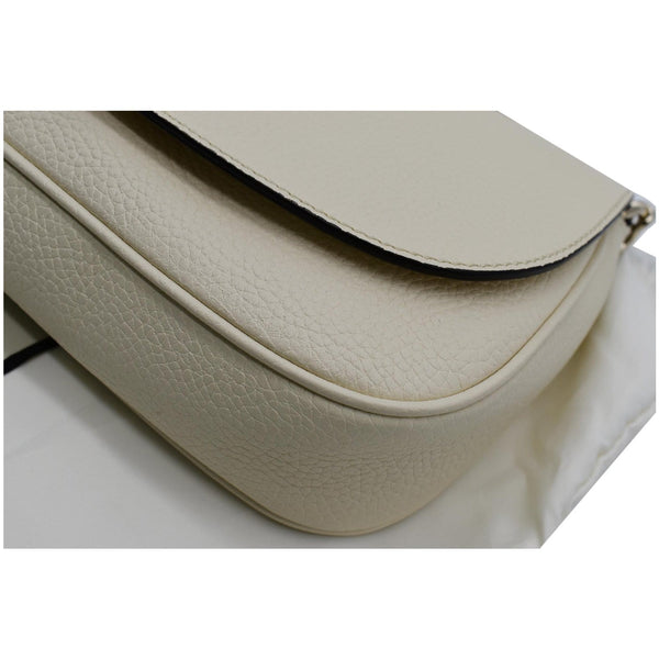 GUCCI Soho Chain Flap Leather Crossbody Bag White 536224