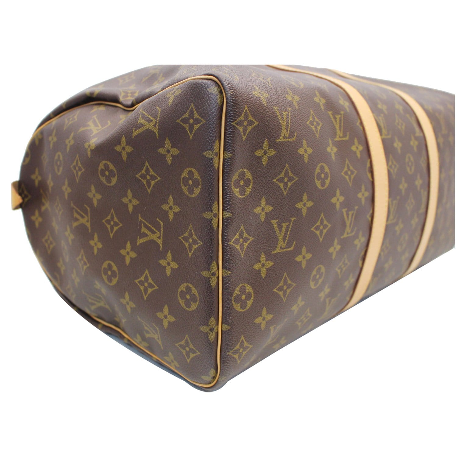 Customized Louis Vuitton Keepall 50 Travel bag in brown canvas For Sale at  1stDibs