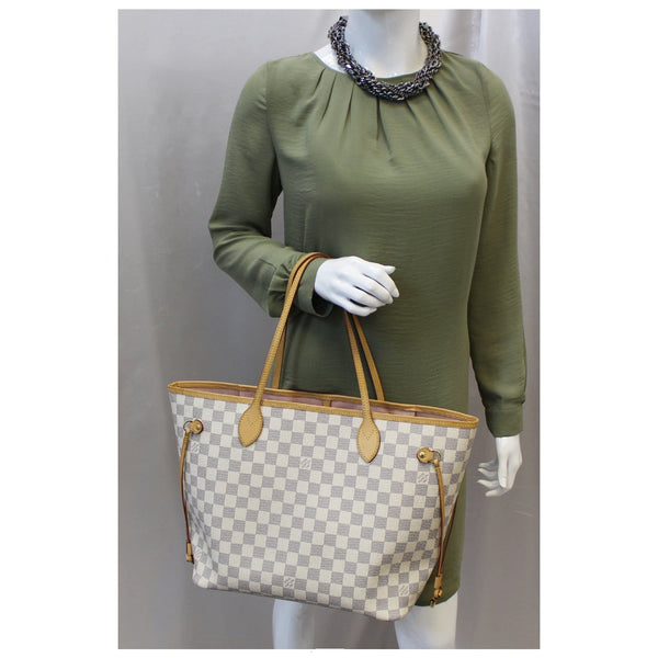 LOUIS VUITTON Neverfull MM Damier Azur Tote Shoulder Bag