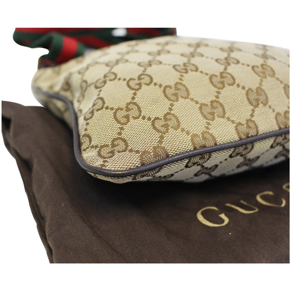 GUCCI GG Monogram Canvas Web Small Messenger Bag Beige 146309