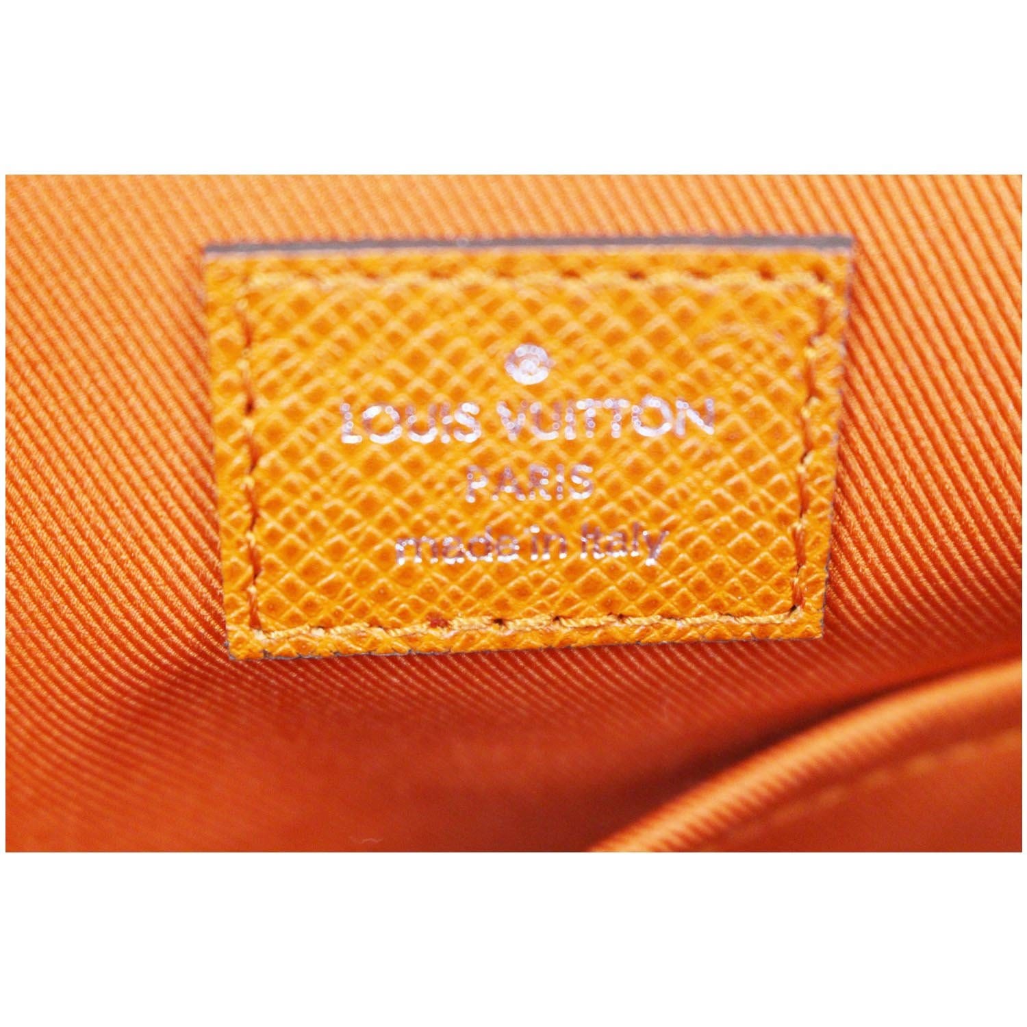 Louis Vuitton Orange Monogram Coated Canvas and Taiga Leather Taigarama Square Pouch Bag Charm Silver Hardware, 2021 (Like New)