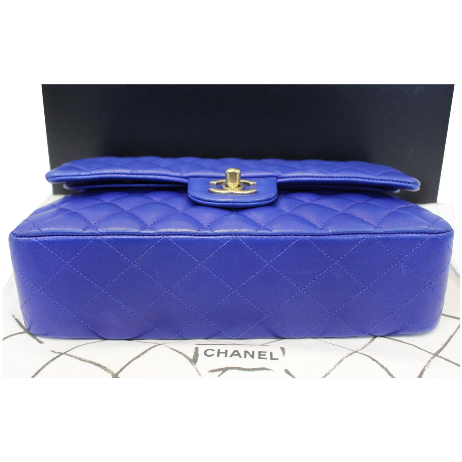 Chanel Classic Grained Calfskin Medium Flap Bag A01112 Dark Blue