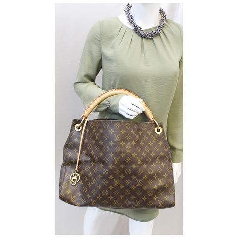 LOUIS VUITTON Artsy MM Monogram Canvas Hobo Brown Shoulder Bag-US