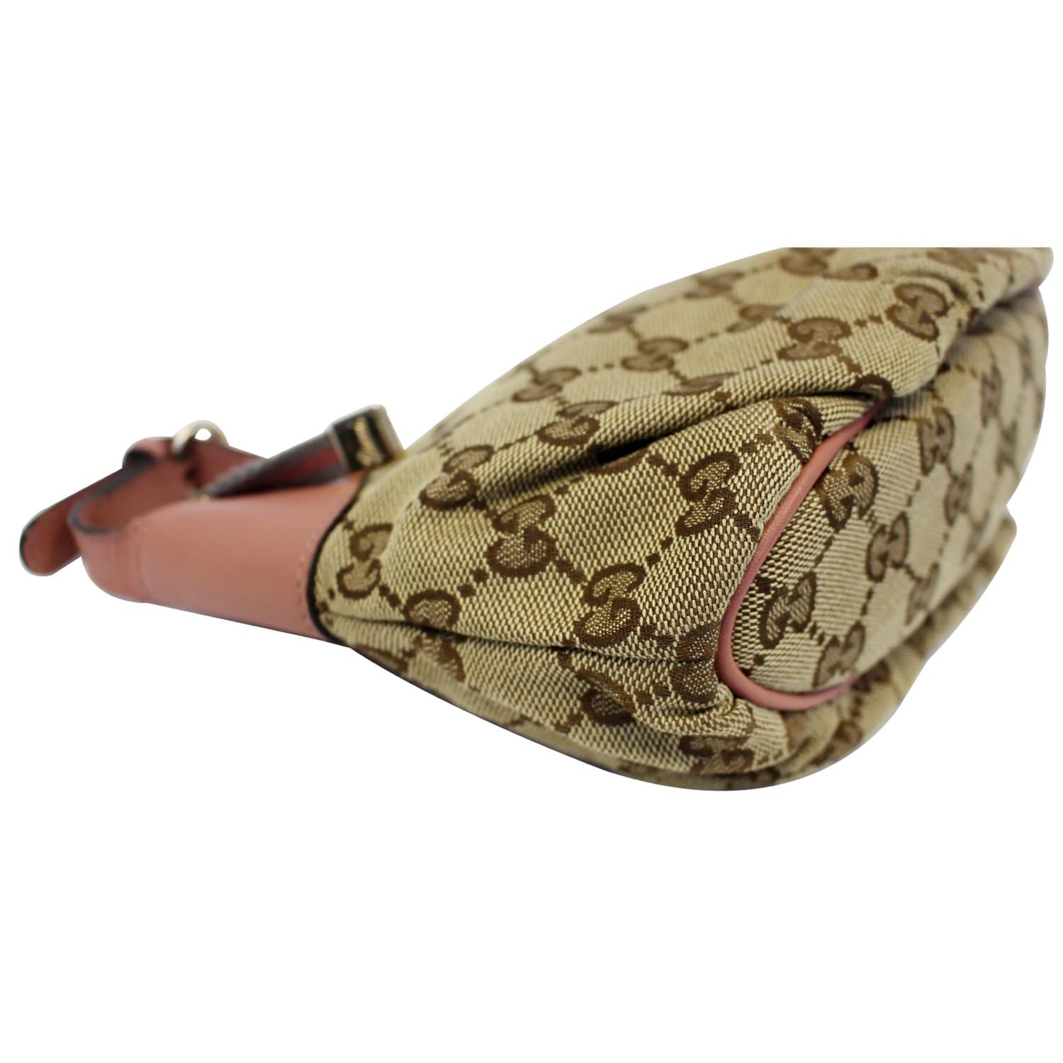 Gucci Gg Monogram Pink Pochette Brown Canvas Shoulder Bag