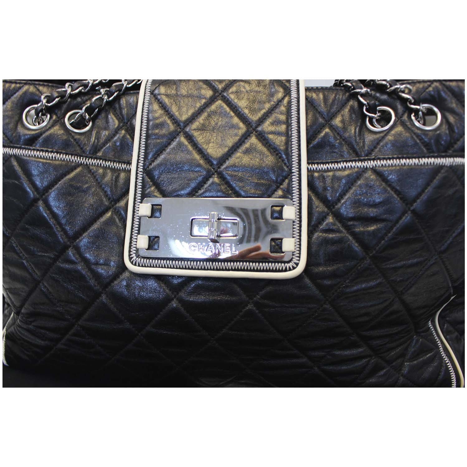 CHANEL Lambskin Quilted Chanel 19 East West Shopping Bag Brown 1227850