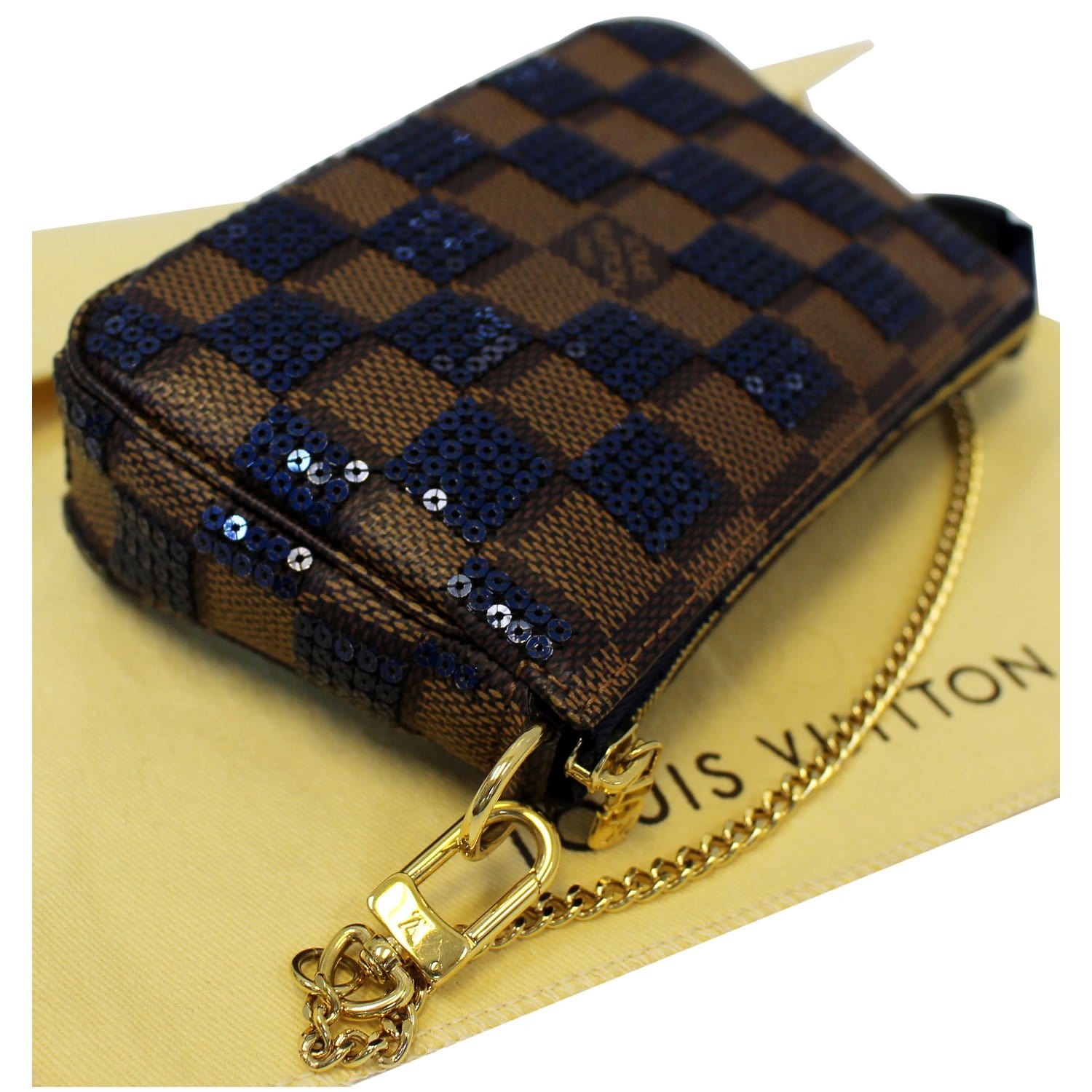 Louis Vuitton Blue Damier Paillettes Mini Pochette . Excellent to, Lot  #58274