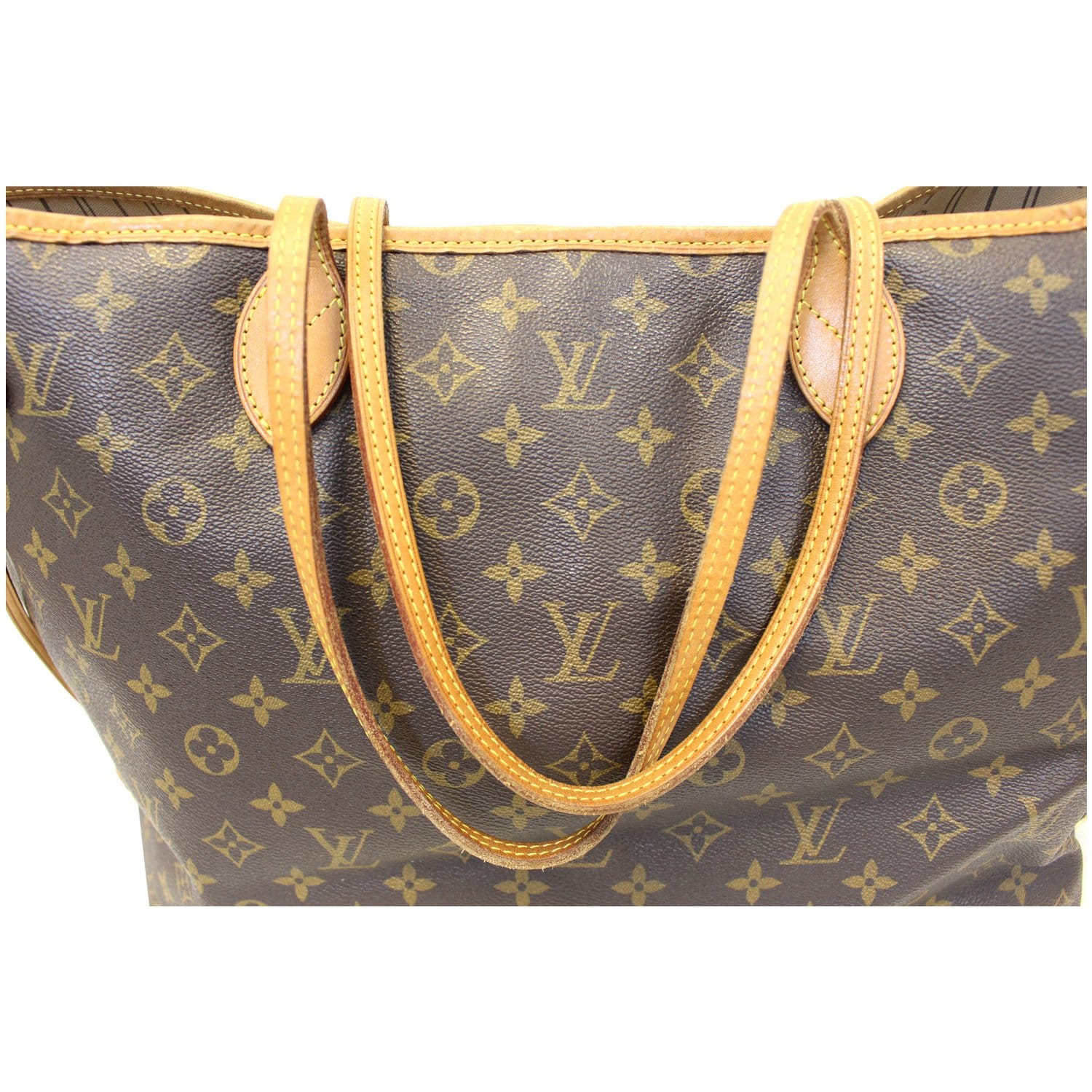 Louis Vuitton Neverfull GM Monogram Canvas Tote Bag with yellow