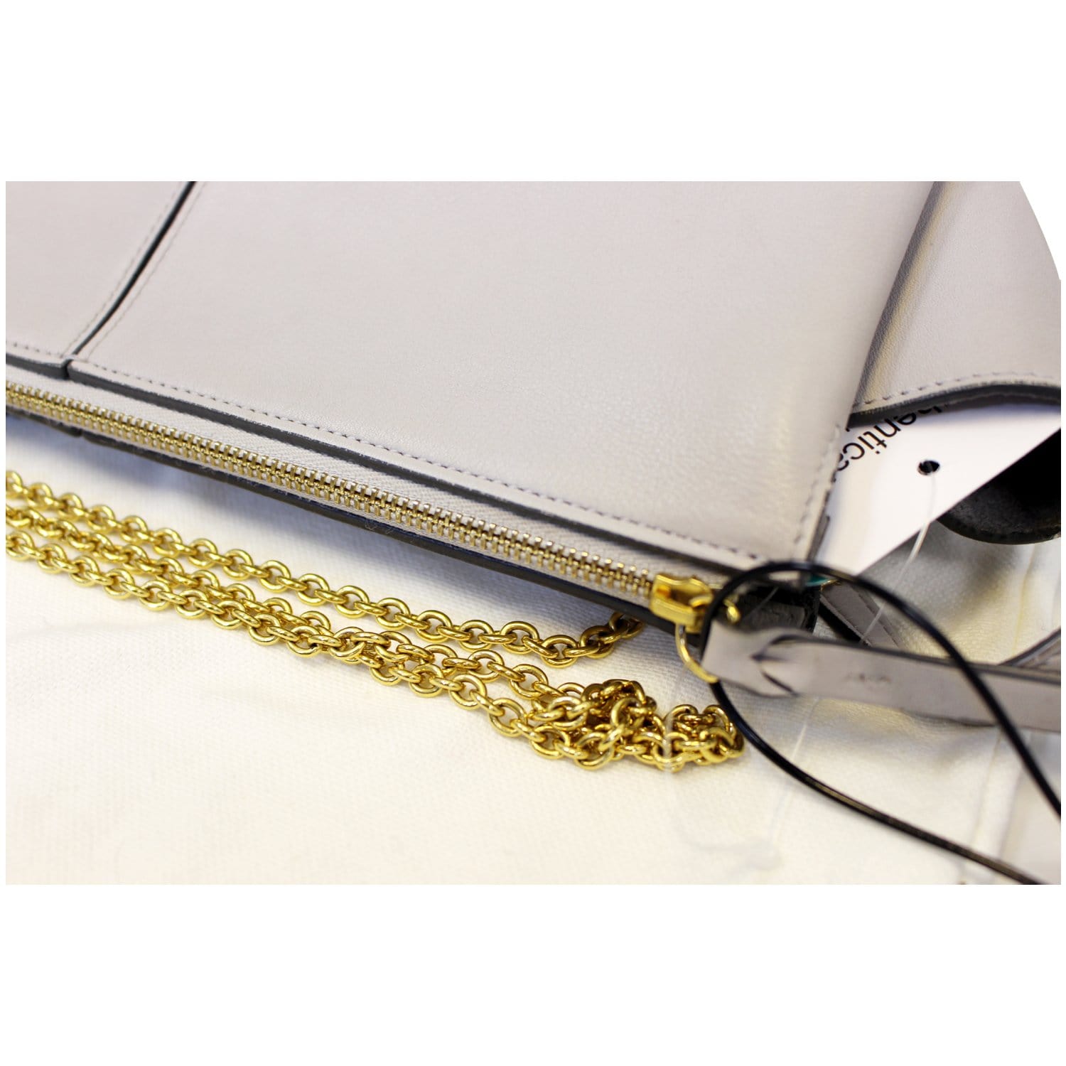 Celine Tri Color Leather and Snakeskin Envelope Chain Clutch Celine