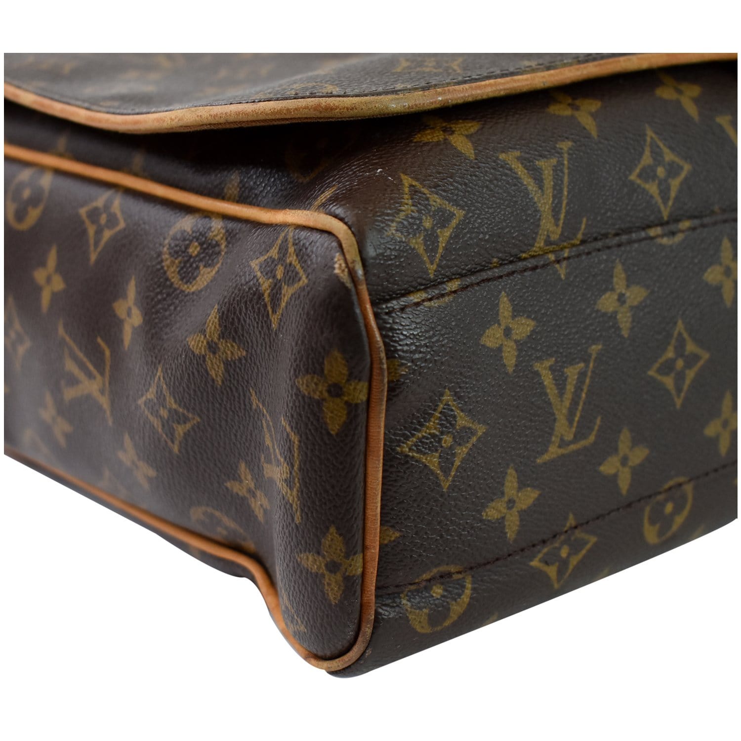 Abbesses messenger cloth satchel Louis Vuitton Brown in Fabric - 34313194