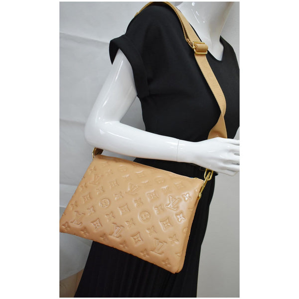 LOUIS VUITTON Coussin PM Monogram Embossed Shoulder Bag Camel