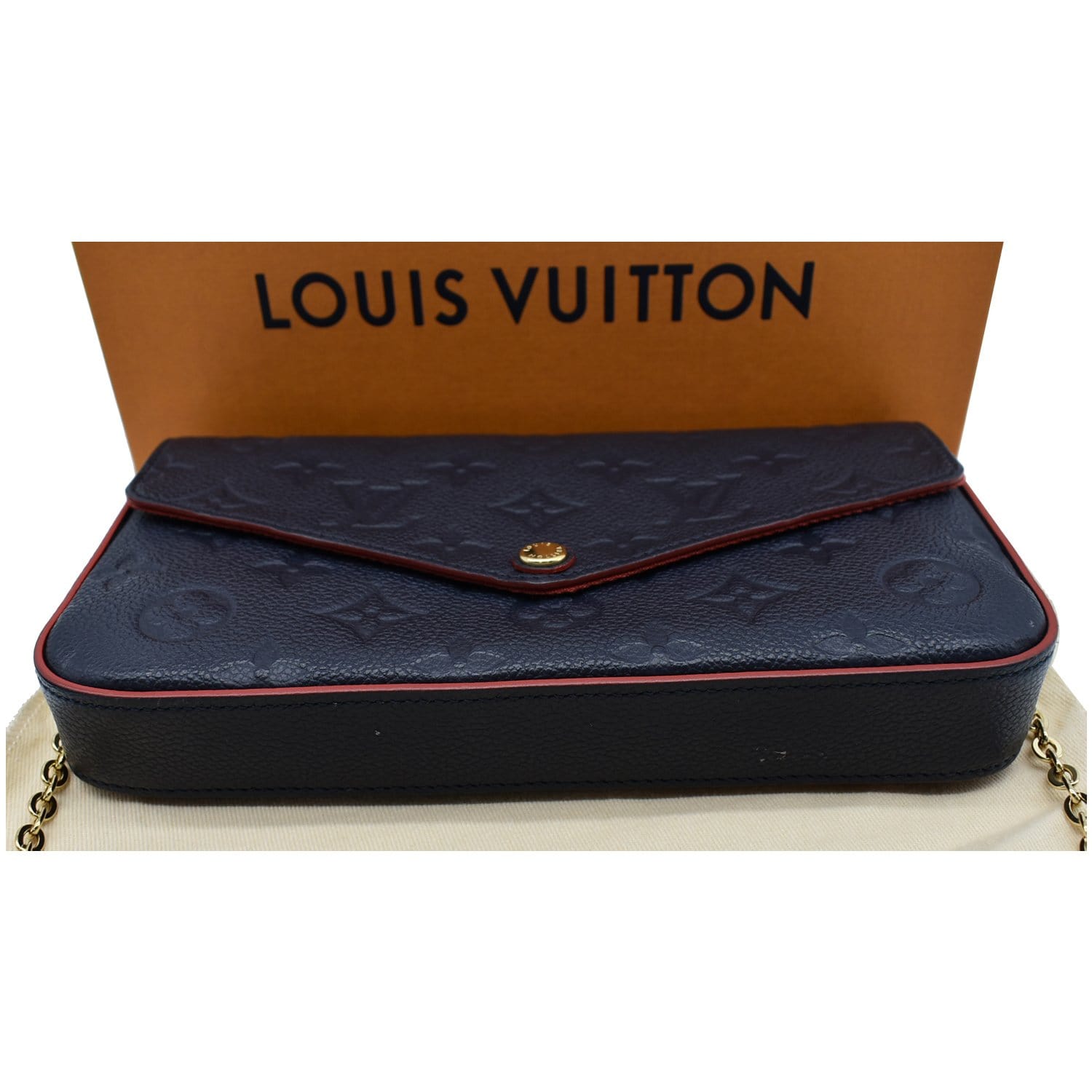 LOUIS VUITTON Empreinte Pochette Felicie Chain Wallet Cognac 1099061