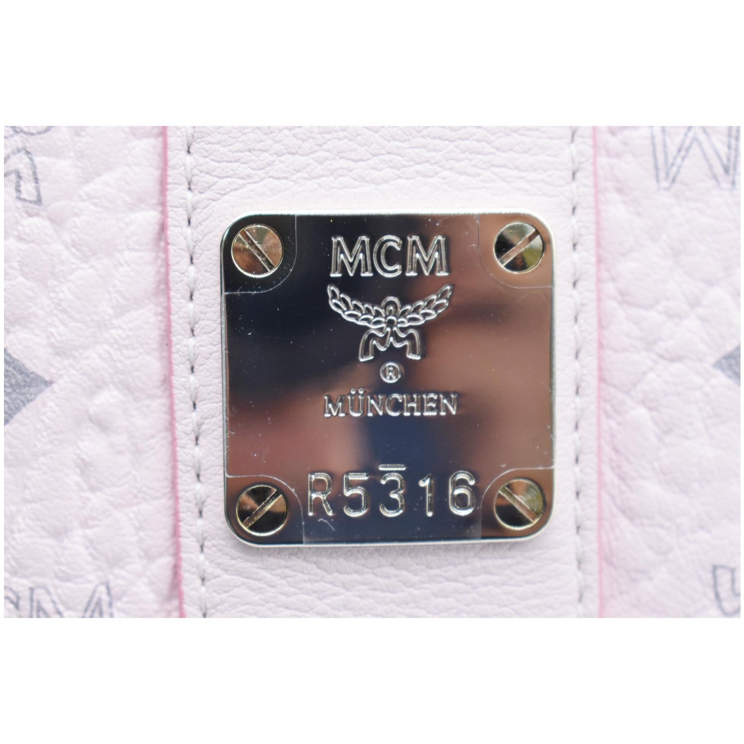 MCM Liz Visetos Soft Pink Printed Logo Reversible Shopping Bag One