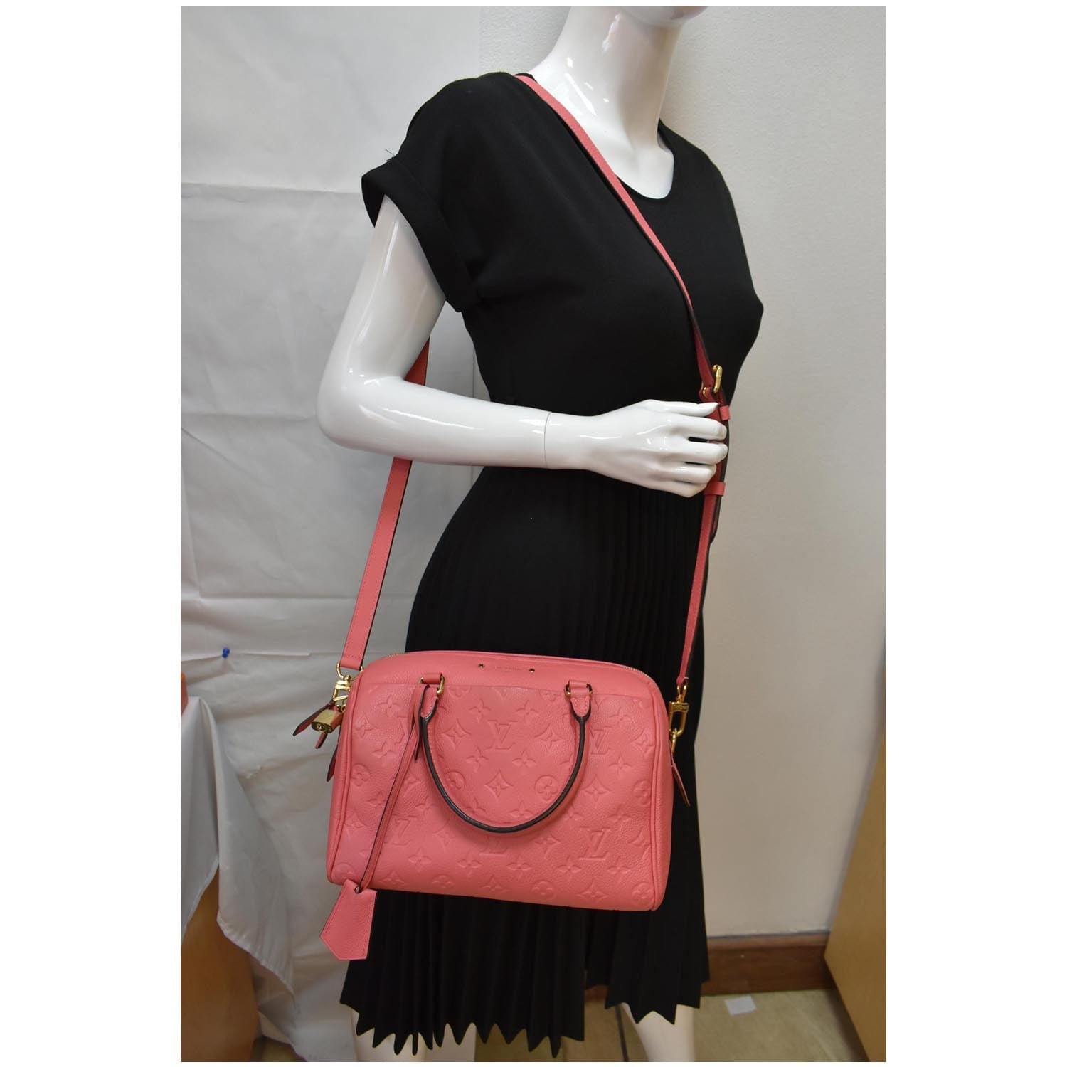 Louis Vuitton Womens Speedy Bandouliere Bag Empreinte Red 20