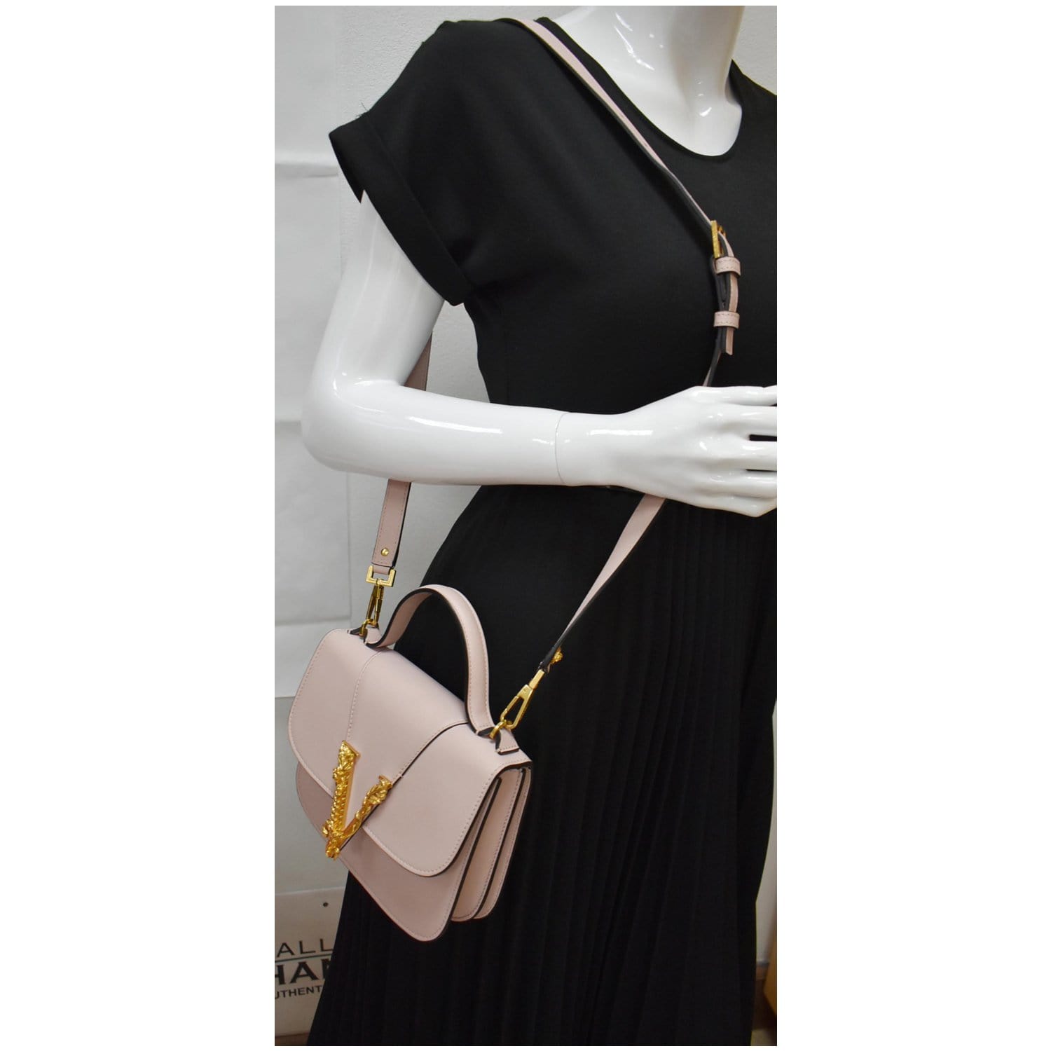 Virtus Mini Velvet Shoulder Bag in Pink - Versace