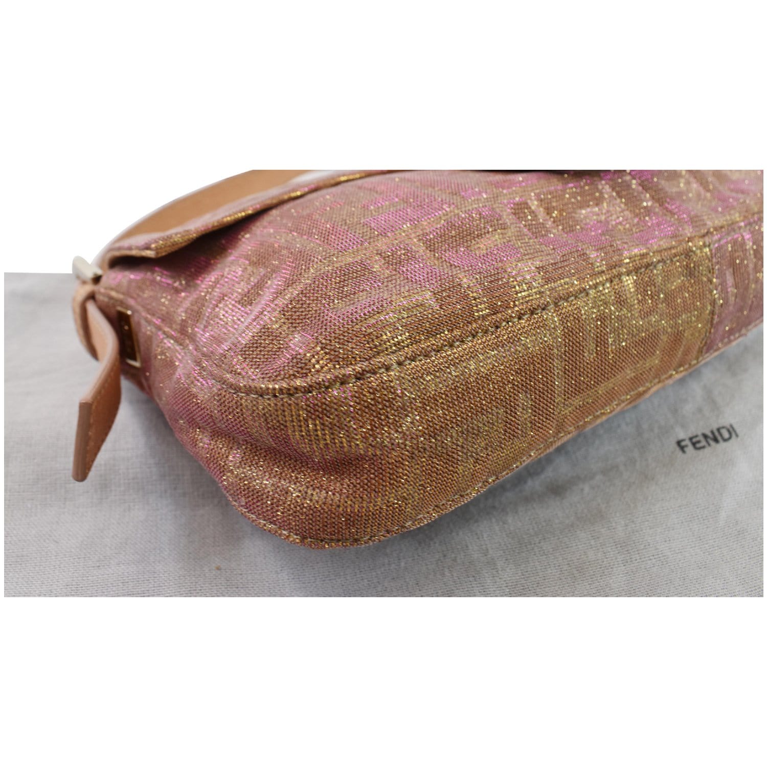 Fendi Metallic Lurex Gold Zucchino Baguette Bag