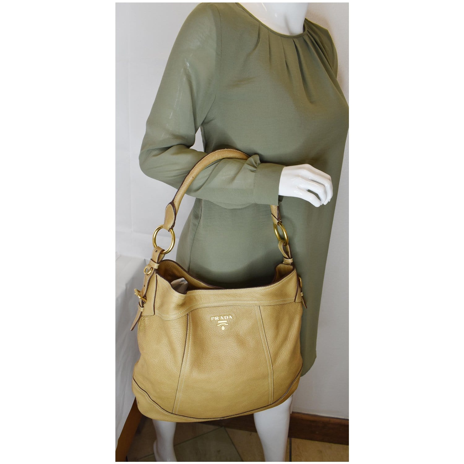 Prada Hobo Bag (BR4712), Ottanio Green Color, Vit.Daino Leather