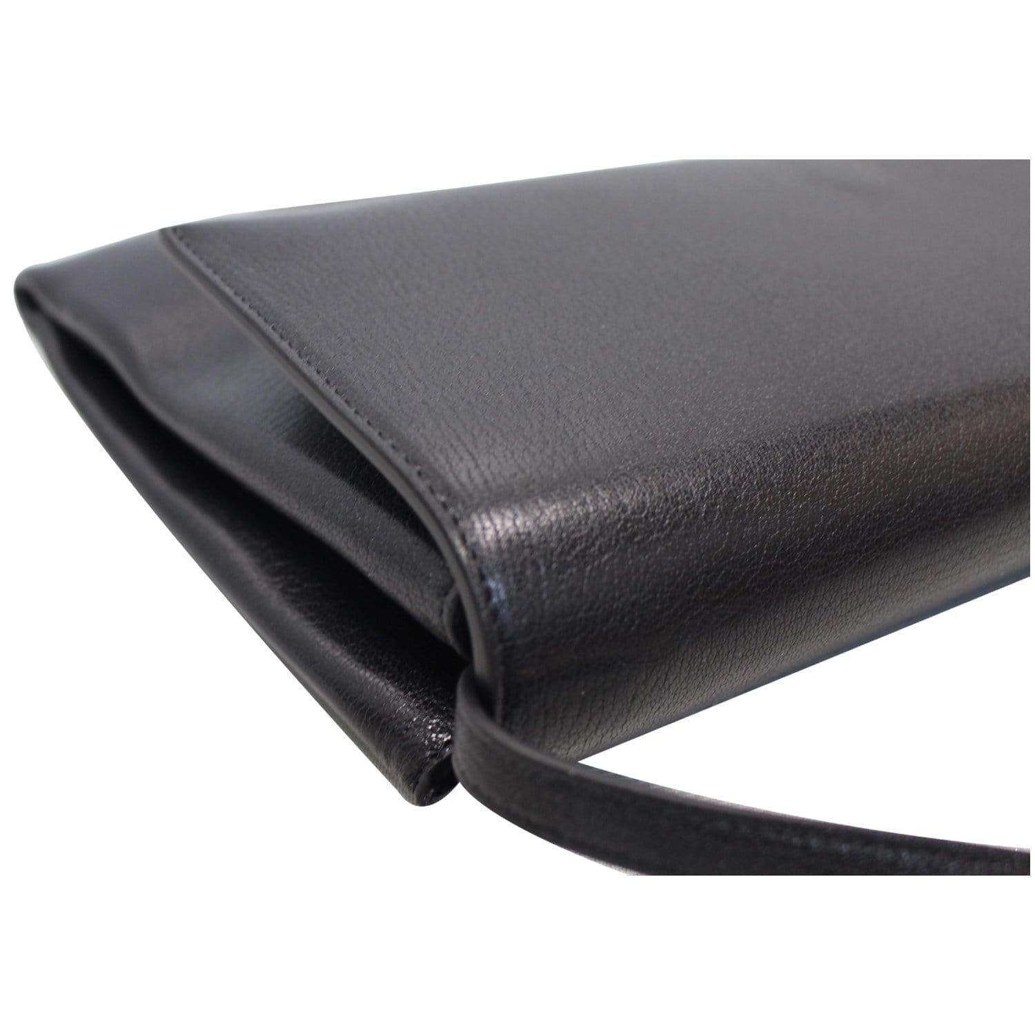 CELINE Folded Clutch Strap Leather Shoulder Bag Black - 15% OFF