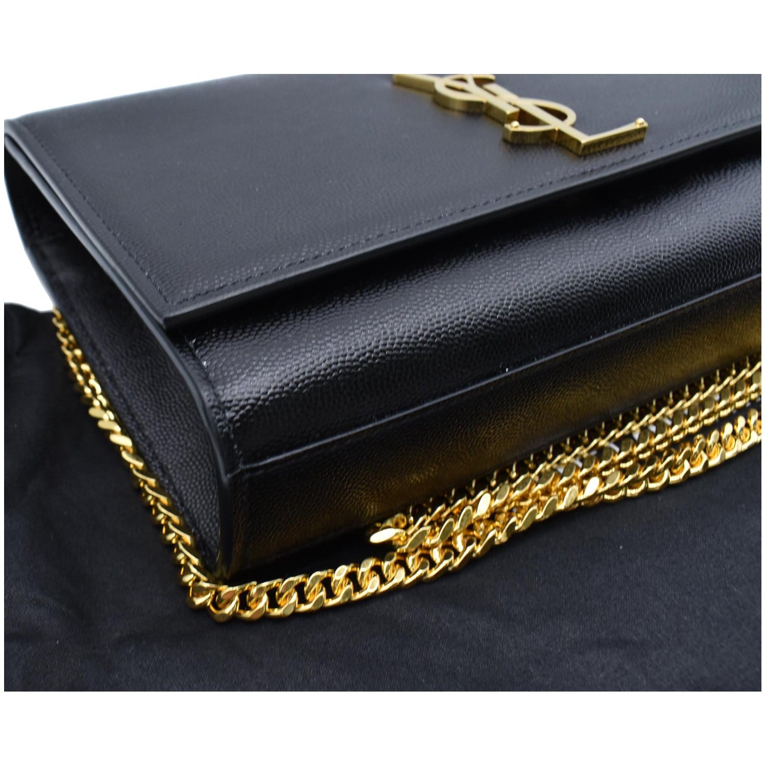 Yves Saint Laurent Logo Clutch Bag Gold