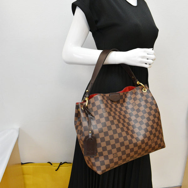 Louis Vuitton Graceful PM Damier Ebene Shoulder Bag Brown