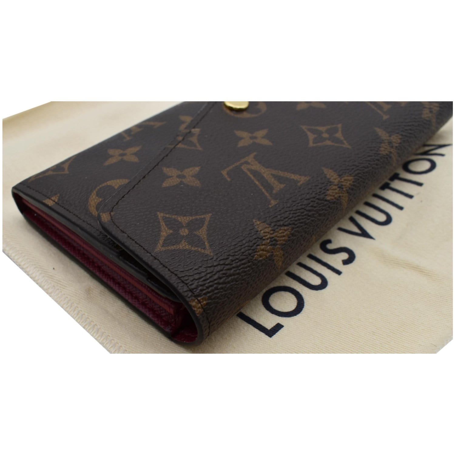 Louis Vuitton Womens Leather Monogram Bi-Fold Clutch Wallet Brown