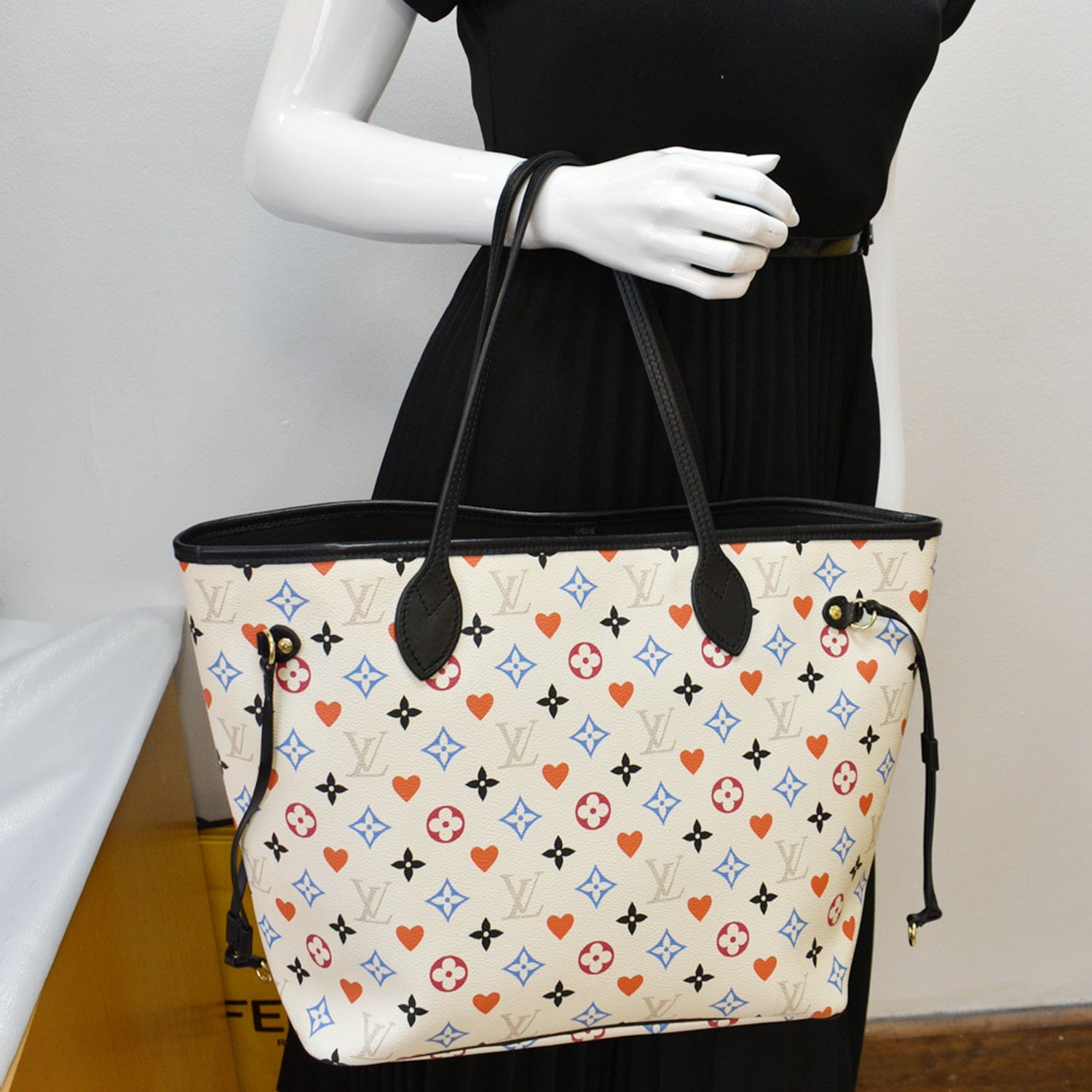 Louis Vuitton Game on Neverfull mm White