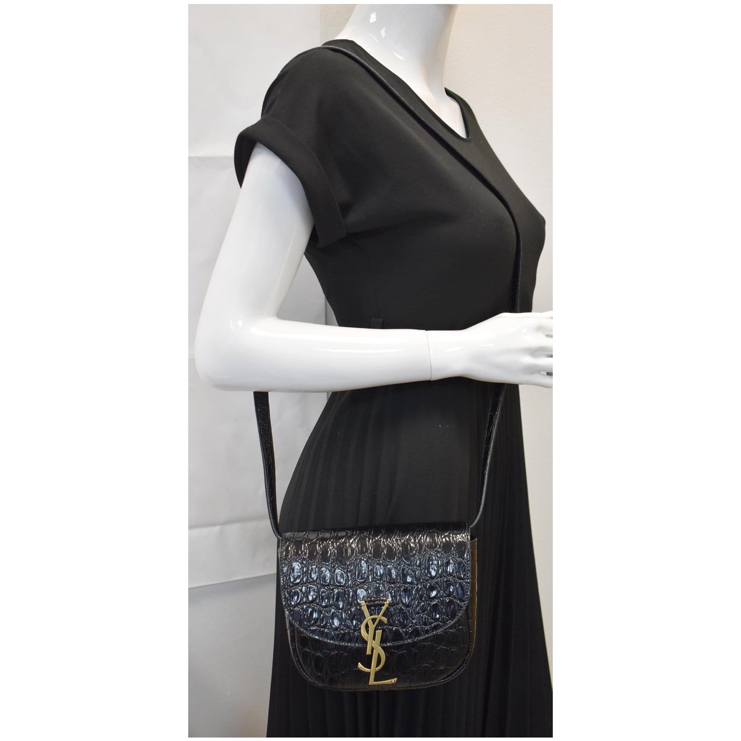 Saint Laurent Baby Kaia Leather Crossbody Bag in Black